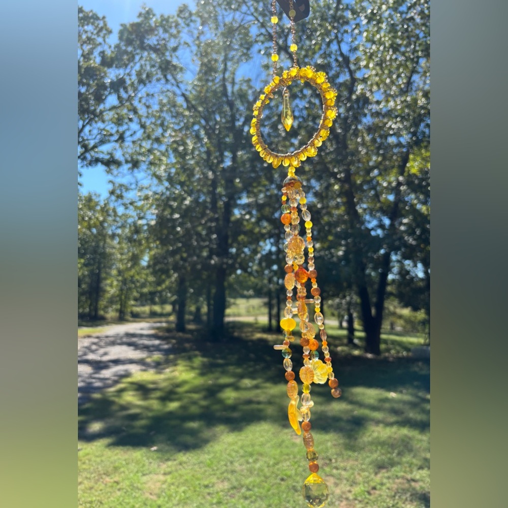 Yellow Beaded Sun Catcher